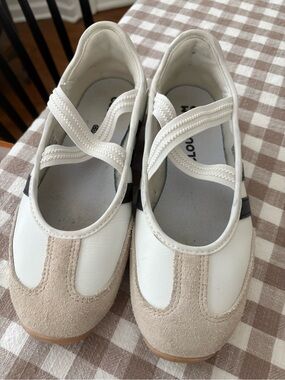 Adidas White and Beige Mary-Jane Sneakers with Straps